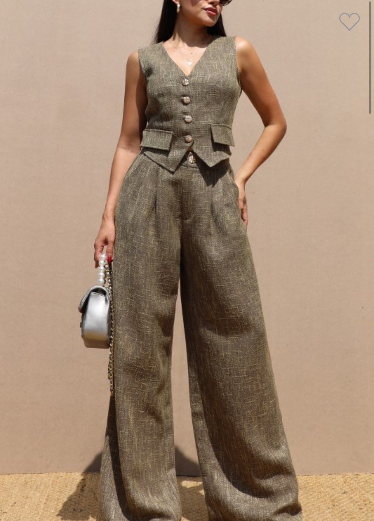 Gold Button Vest and Pant Set