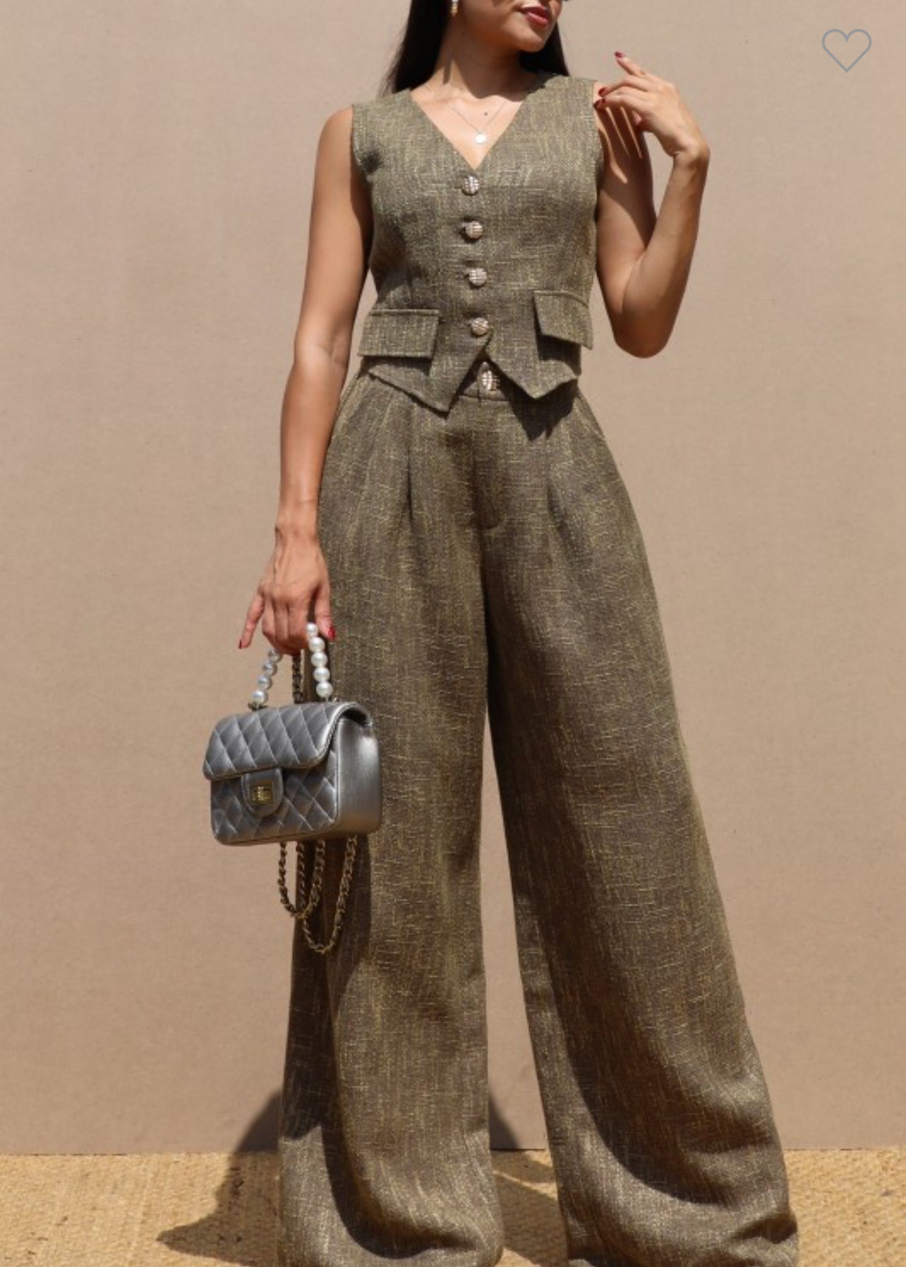 Gold Button Vest and Pant Set