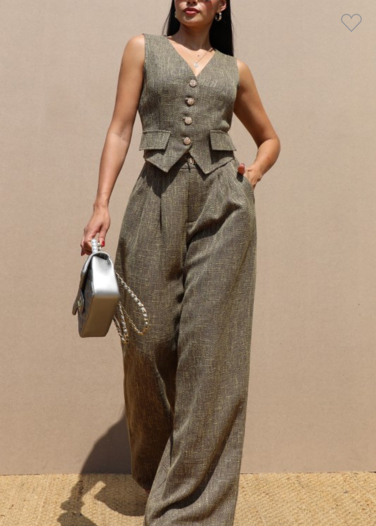 Gold Button Vest and Pant Set