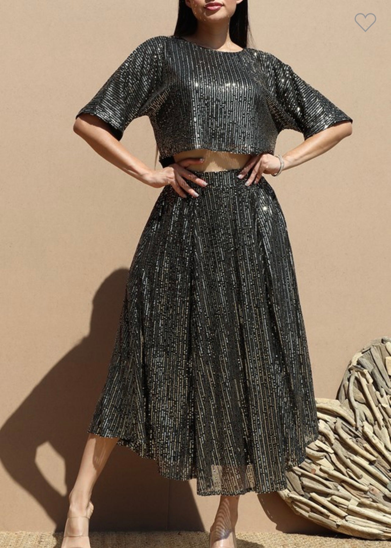Sequin Loose Fit Top and Skirt Set