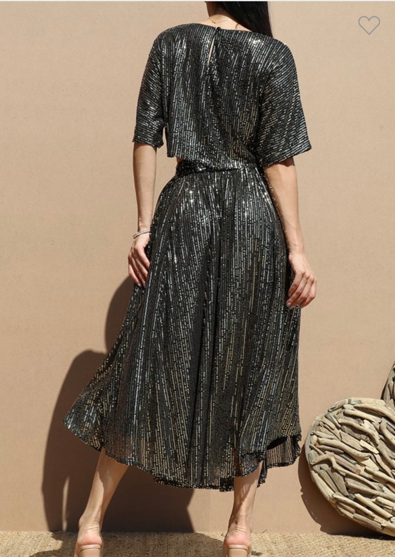 Sequin Loose Fit Top and Skirt Set
