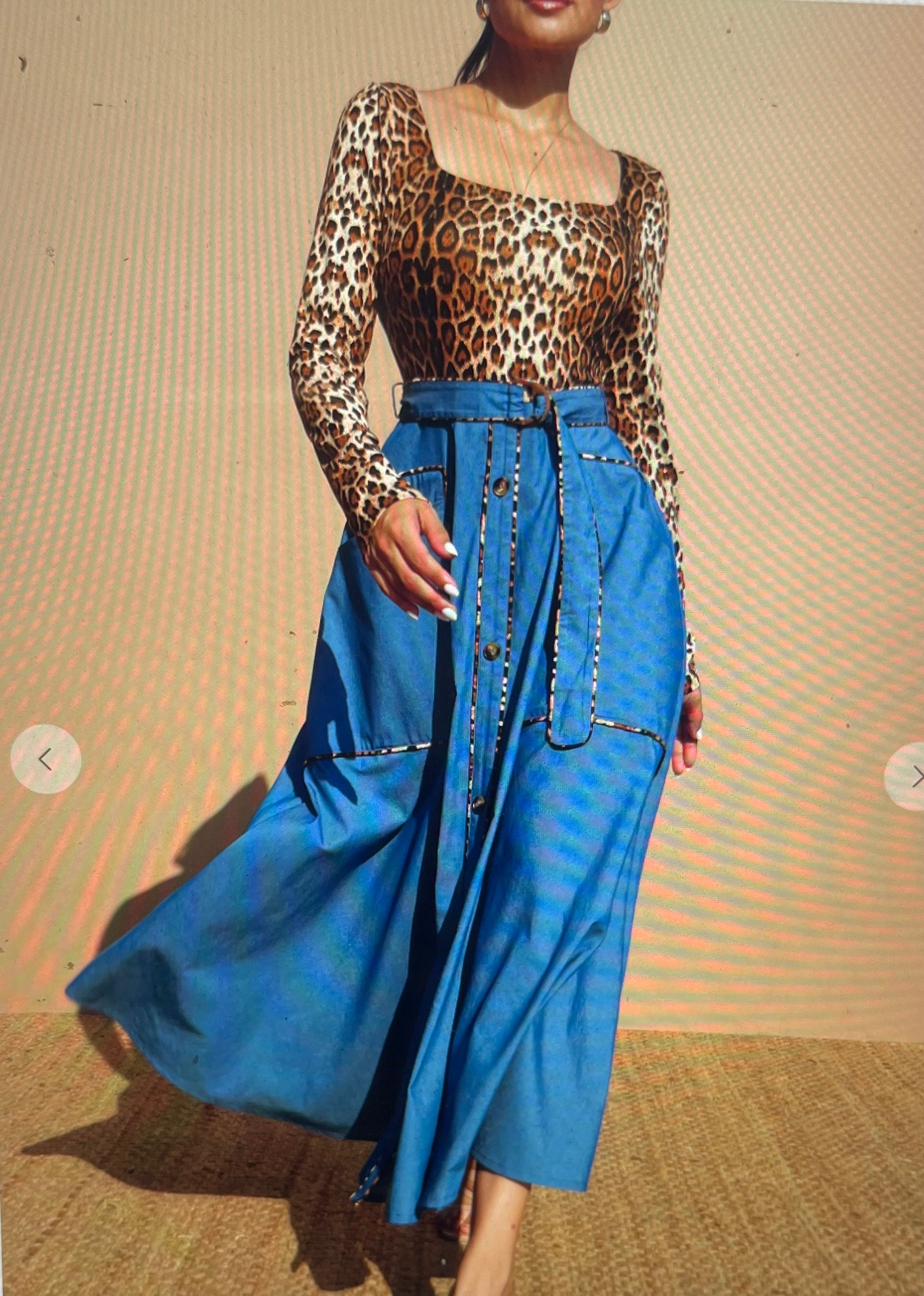 Leopard Knit Top Midi Dress
