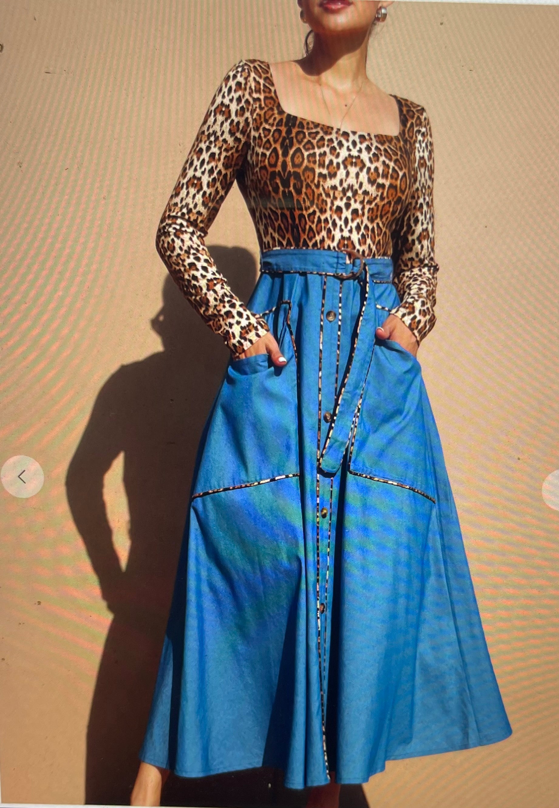 Leopard Knit Top Midi Dress