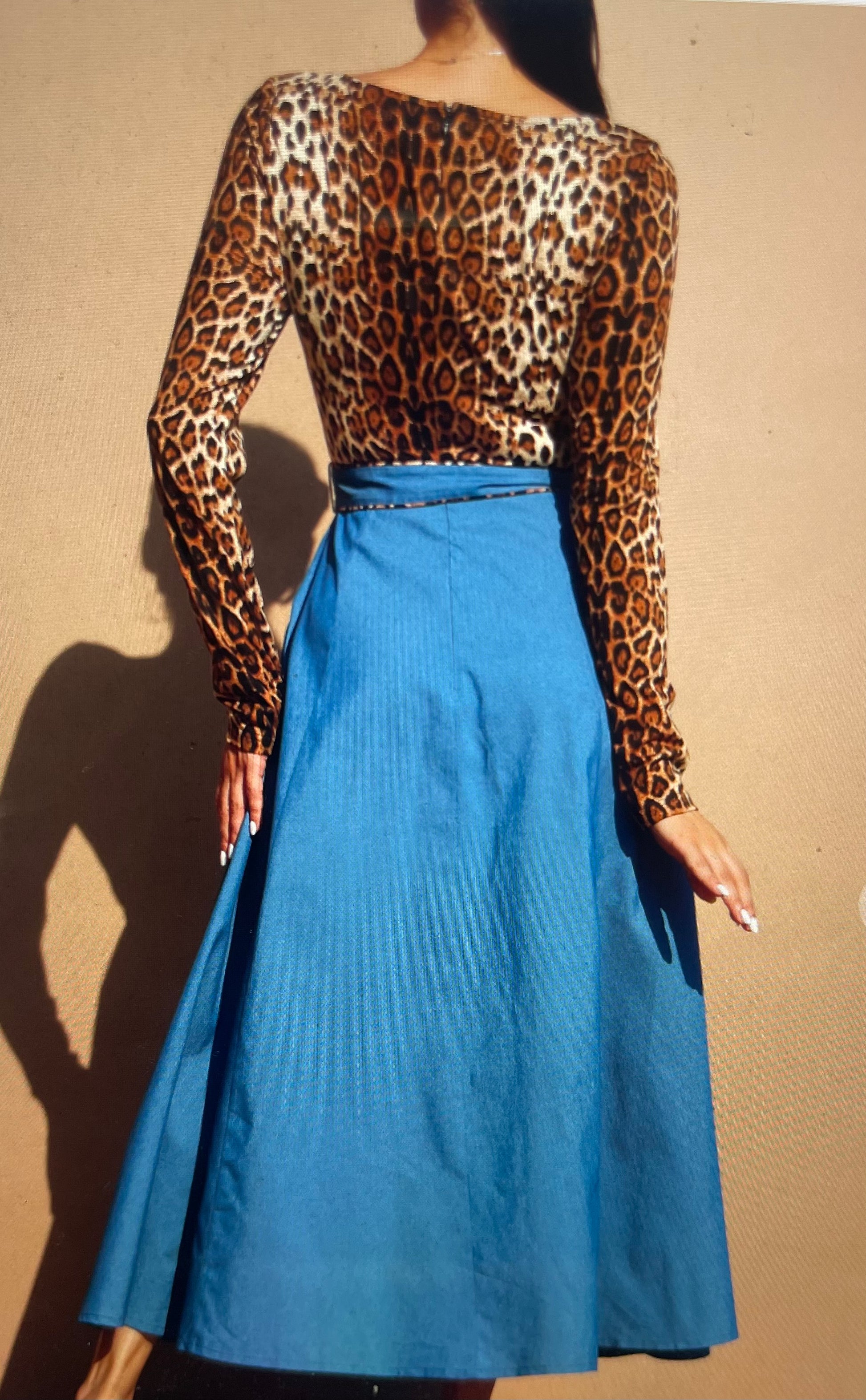 Leopard Knit Top Midi Dress